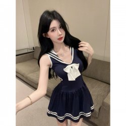 Semi-Sweet Allure Navy Schoolgirl Lingerie Set - Sheer Waist-Cinching Cute & Sexy Outfit