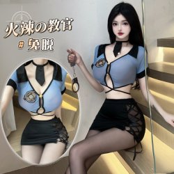 Sensual Female Police Uniform Lingerie Set - No-Remove Bedroom Costume for Passionate Role Play