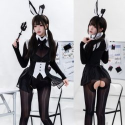 Sexy Bunny Costume for Women - Seductive Sheer Lace Bodysuit, Tight-Fit Playful Cosplay Outfit