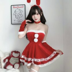 Sexy Christmas Bunny Costume for Women - Festive New Year Cosplay Outfit & Holiday Lingerie Set