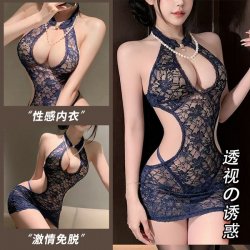 Sexy Lace Bodycon Cheongsam Costume - Sheer Cut-Out High-Neck Tight-Fit Erotic Lingerie