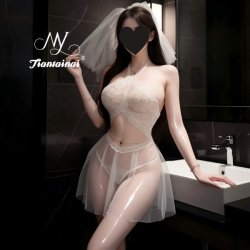 Sexy Lace Sleep Dress for Women - Sheer Pure Temptation Bridal Lingerie Set, No-Remove Intimate Outfit