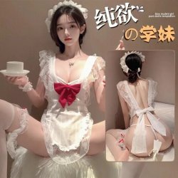 Sexy Maid Costume for Women - Pure & Tempting Lingerie Sleep Dress Set, Plus Size Erotic Uniform Outfit, One-Piece Drops
