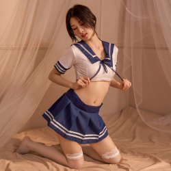 Sexy Maid Costume for Women - Short Skirt Sailor JK Student Style Lingerie Set, Provocative Outfit for Role Play