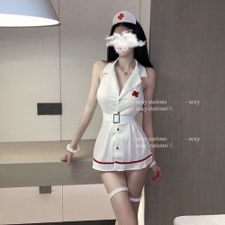 Sexy Nurse Costume Set - Black & White Cosplay Outfit with Lingerie for Role Play, Adult Costume Wholesale