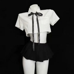 Sexy Pure-Yu Style Lingerie Set - Short Skirt & Crop Top JK Uniform Outfit for Women