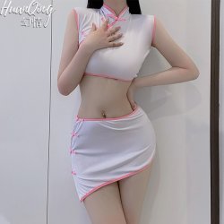 Sexy Qipao Lingerie Set - Hot Hip-Hugging Short Panty Two-Piece Bedroom Play Outfit for Women