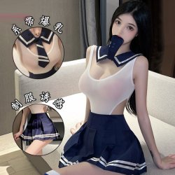 Sexy Student Uniform Lingerie Set - Hot JK Style Bodysuit & Mini Skirt for Women