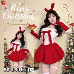Sexy Velvet Christmas Costume for Women - Red Holiday Lingerie Set with Dreamy New Year Role Play Outfit