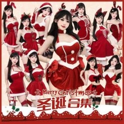 Sexy New Year Christmas Costume Lingerie Velvet Nightgown Role Play Outfit Set