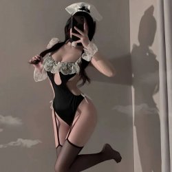 Small Bust Pure & Tempting Maid Costume Set - Lace Cosplay Sleepwear & Sexy Uniform Outfit