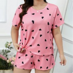 Trendy Women's Sexy Print Lounge Set – Loose Short Sleeve Top & Shorts, Stylish At-Home or Outfit