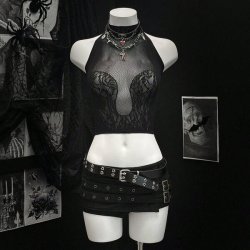 Twill Lace Seductive Bare-Butt Lingerie Top - Sexy Pure-Delight Gothic Punk Crop Vest