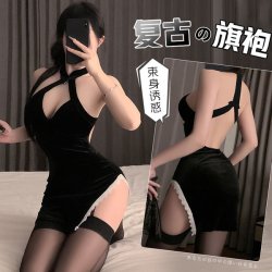 Vintage Chinese-Style Lingerie Dress – Sexy Side-Slit Cheongsam Nightwear for Women, Elegant & Alluring