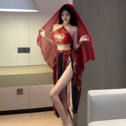 Vintage Chinese-Style Sexy Bodice Set with Sheer Mesh & Ties - Lingerie Sleepwear Ensemble for Women
