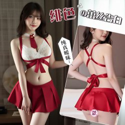 Women's Premium JK Style Sexy Lingerie Set - Schoolgirl Skirt & Suspender Dress, No-Undress Design