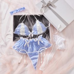 Women's Sexy Backless Maid Costume Set - Cute Lace Role Play Lingerie Outfit