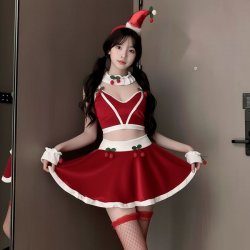 New Year Sexy Lingerie Set - Cherry-Themed Pure & Tempting Split Costume for Live Streamers