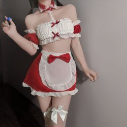 New Year Warm Bed Naughty Maid Lingerie Set - Seductive Strapless Thong Outfit, Sexy Costume by Lianyungang Manufacturer