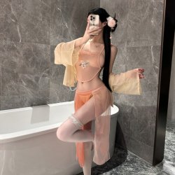 Yese Yese Vintage-Inspired Lingerie Set - Chinese-Style Embroidered Sleepwear, Busty Corset & Seductive Belly Dance Bodi