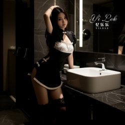 Yilele Sexy Lace Cheongsam Lingerie - Backless Sheer Satin Mini Dress with Ties, Seductive Uniform Style Outfit