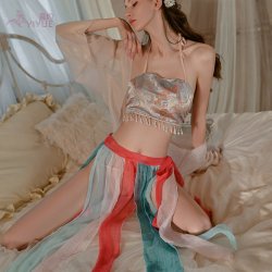 Yiyue Sensual Ethnic-Inspired Lingerie Set – Vintage Hanfu Style Beaded Costume for Role Play & Fashion