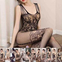 Sexy Black Fishnet Bodysuit with Crotchless Design - Sensual Mesh Lingerie Outfit for Adults