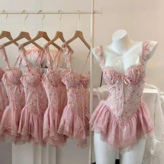 Machu chu sheer maid costume - seductive lingerie set for date night, no-remove bedroom outfit featuring delicate lace and fl...