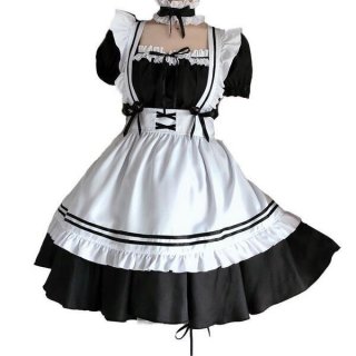 Japanese maid dress cosplay outfit featuring cute anime lolita design, perfect for womens plus size kawaii fashion.