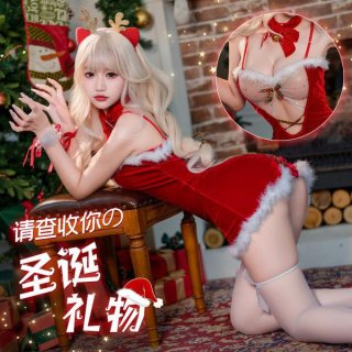 Sexy christmas costume set with reindeer headwear, perfect for womens holiday outfits