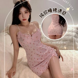 Sexy love design, backless lace sleep dress with deep v cut and floral pattern, sheer cutouts for womens nightgowns.