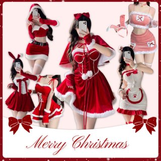 Sexy christmas costume featuring red lingerie sets with festive designs, perfect for new year outfits. ideal sleepwear for sm...