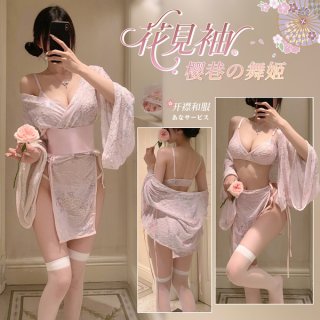 Feimu japanese-style seductive side-open thong set featuring delicate lace and floral designs, perfect for intimate moments w...