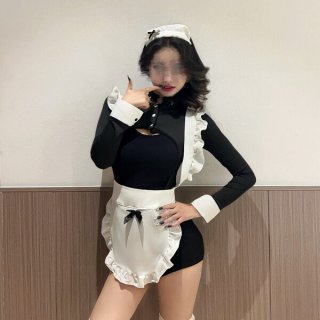 Anime maid cosplay uniform featuring a cute one-piece outfit with ruffled details, perfect for lolita style and sexy sleepwea...