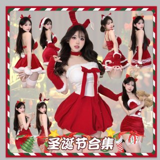 Sexy christmas cosplay costume lingerie set with velvet detail, perfect for new year eve role play sleepwear