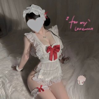 Cute butterfly backless maid costume - pure & tempting lace apron outfit with tied waist & cheeky cut-outs