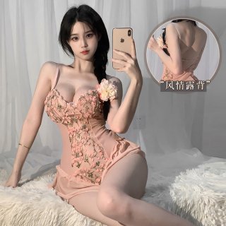 Floral deep v lace bodysuit - sexy floral mesh open-crotch bodysuit for women, ballet-style sleepwear,