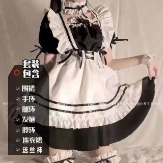 Japanese maid costume dress - cute anime schoolgirl lolita outfit for women, plus size cosplay dress