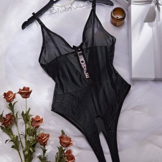 Luxury lace bodysuit featuring sheer design and full lace detailing, perfect for intimate wear.