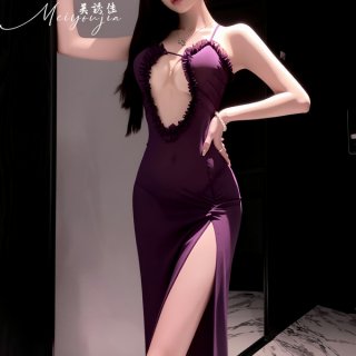 Sexy sheer lace sleepwear set - transparent mesh long robe nightgown for women, featuring elegant design and sensual allure.