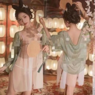 Elegant new plus size hanfu sleep set featuring ancient chinese style bodysuit and chiffon sleep skirt, perfect for women see...