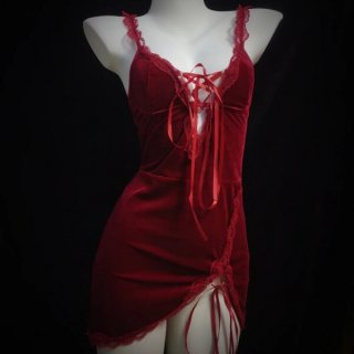 Pure & alluring chinese new year lingerie set - red hot holiday bodycon dress with matching sleepwear, featuring lace details...