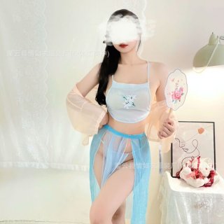 Seductive hanfu lingerie set featuring vintage chinese silk design, delicate embroidery, and elegant flowery patterns, perfec...