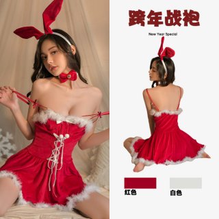 Velvet bunny girl lingerie set - playful & cute new year outfit for women, sexy costume dress with matching accessories