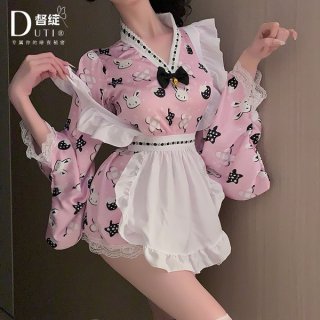Xianyi Japanese Kimono Lingerie Set - Cute Soft Girl Lolita Sleepwear, Pure & Sexy Anime-Inspired Nightwear