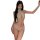 Woman modeling a beige lace halter bodysuit with detachable rhinestones, featuring a cross-border design and bodycon fit.