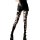 Edgy black thigh-high socks with ripped design and lace-up detail, perfect for bold fashion statements.