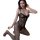 Woman wearing black lace bodysuit with sheer mesh and open-crotch stockings, elegant erotic lingerie set by qingyeguo.
