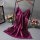 Elegant purple lace tank sleep dress with satin finish, displayed on hanger with floral decor. 2026 nine purple li fire luck-...