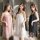 Three women modeling pink, white, and black lace sleep dresses with sheer backless design, perfect for romantic bedroom linge...